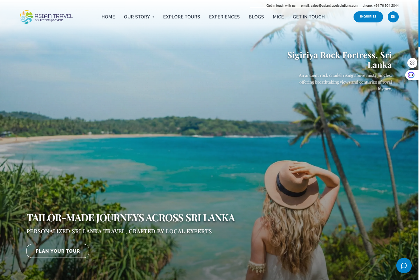 Homepage preview of the Asian Travel Solutions website